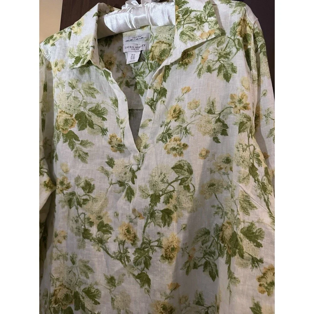 Laura Ashley 100% Linen Sz 1X Floral Tunic
V-Neck Romantic Feminine Whimsy - Picture 2 of 11